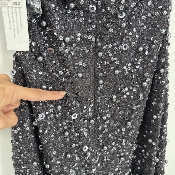 Aidan Adrianna Papell Size 2 Gray Beaded Sequin Halter Cocktail Dress Homecoming - Picture 11 of 12